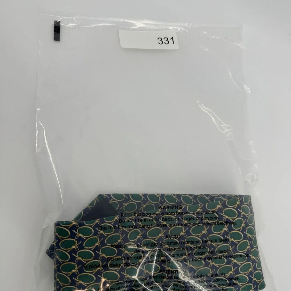 Brooks Brothers Tie Mens OS Green Navy‎ Gold Makers Silk Geometric Golf Pattern